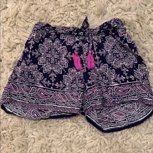Kids Stretchy pink and Navy blue paisley shorts
